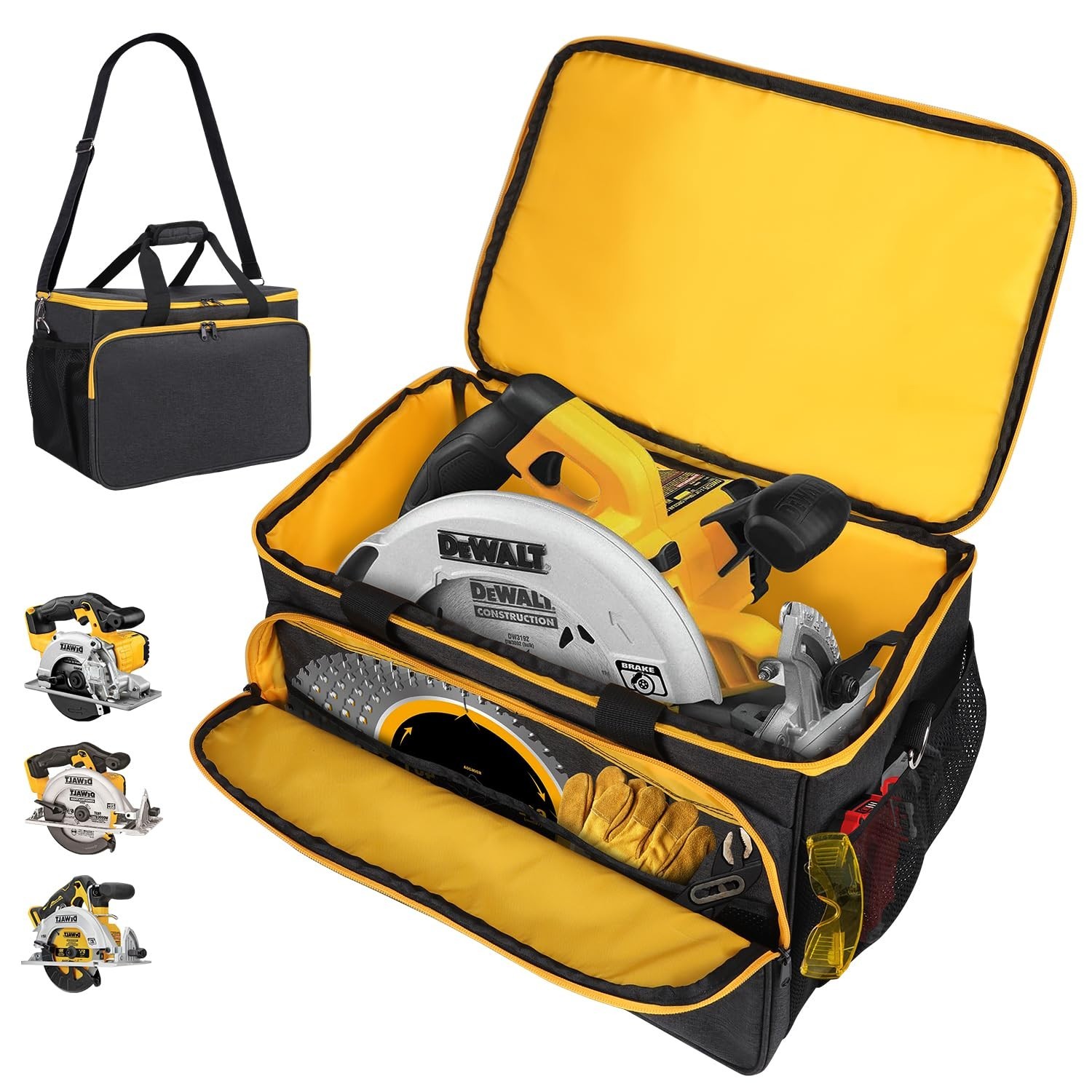 Portable Carry Bag for 20V MAX Circular Saws – Multi-Pocket Tool Case, Black