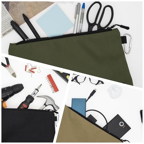 2 Pack Premium Tool Pouch Zipper Bag with Internal Pockets – Tan, Olive