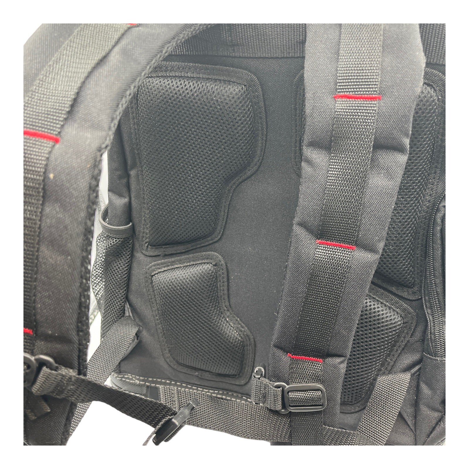 Husky Tool Backpack 16 in Water-Resistant Polyester Fabric Molded Base Red Black