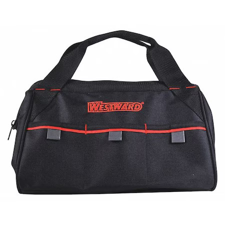 Westward 53Jw42 Westward Tool Bag, 3 Outside Pockets, Polyester, Black, 13″ W X