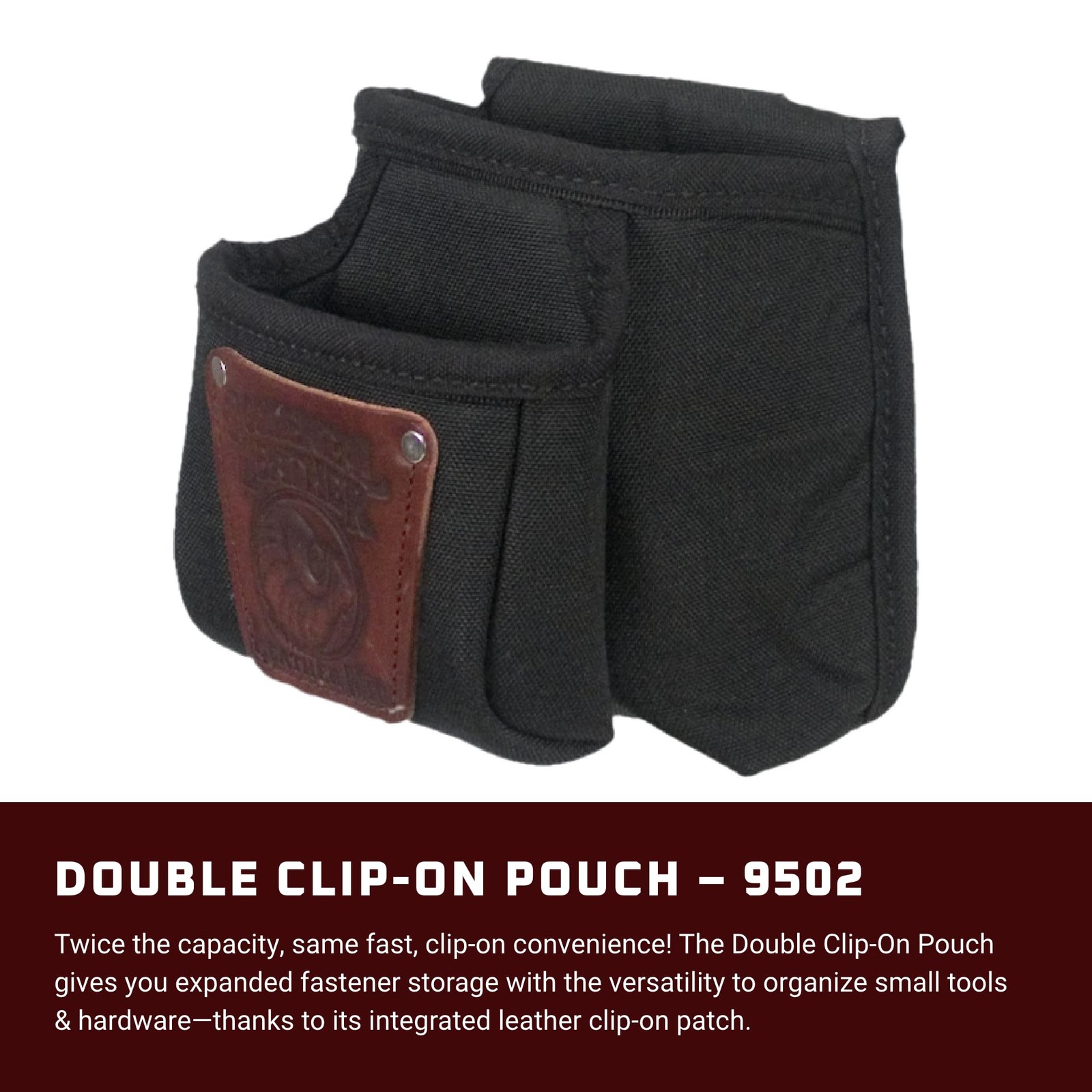 Occidental Leather Double Clip-On Pouch – Fits Up to 2” Work Belt – Black