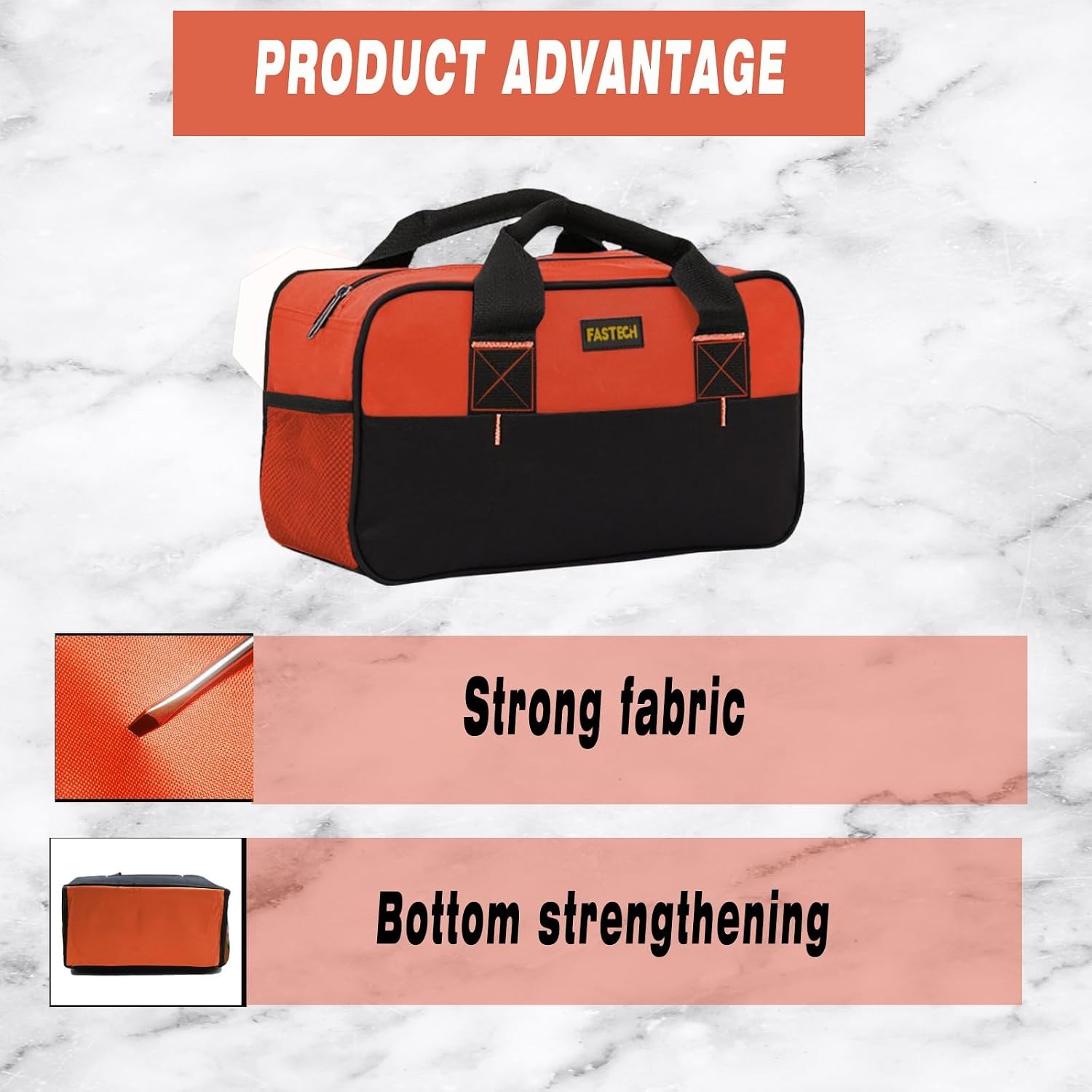 14″ Contractors Tool Bag Wide Mouth Tool Tote Waterproof Multi Pocket Organizer