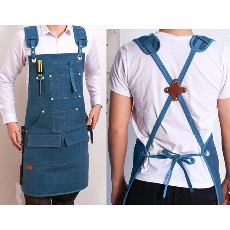 Denim Canvas Apron Adjustable Strap Work Apron For Wood Craft Man Artisan Garden
