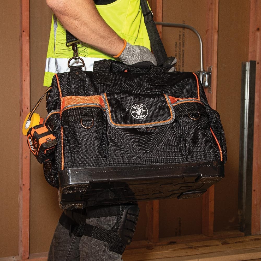 Wide-Open Tool Bag, 1680D Ballistic Weave, Molded Bottom, Detachable Strap, Dura