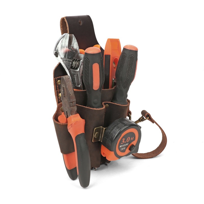 Tourbon Tool Pouch Leather Heavy Duty Adjustable Belt For Electricians Craftsmen