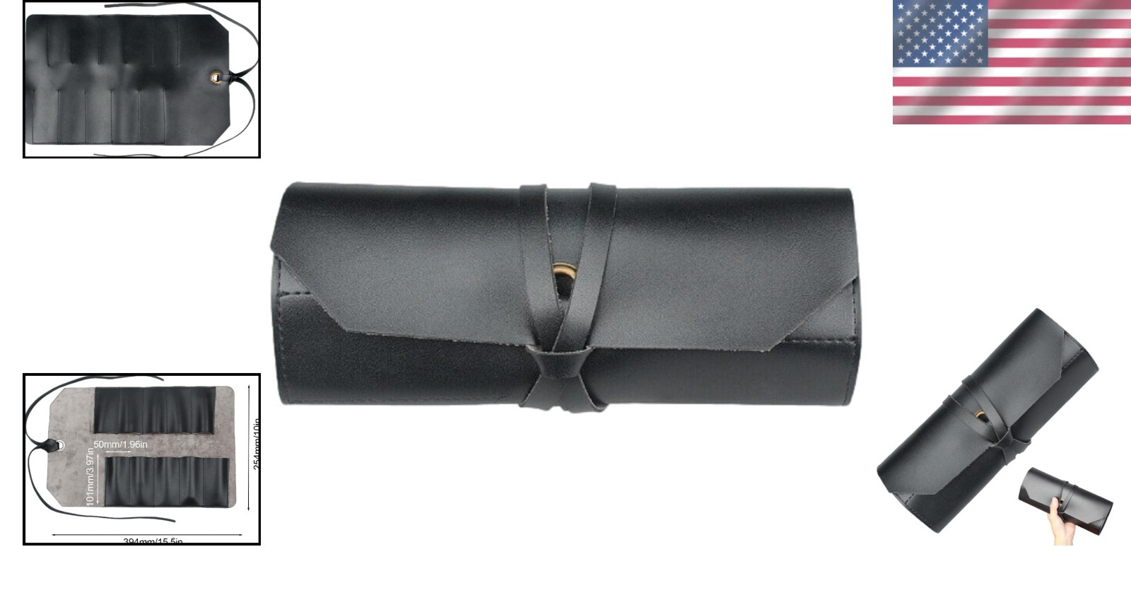 Handcrafted Leather Tool Roll Pouch with 10 Slots for Craftsmen & Professionals