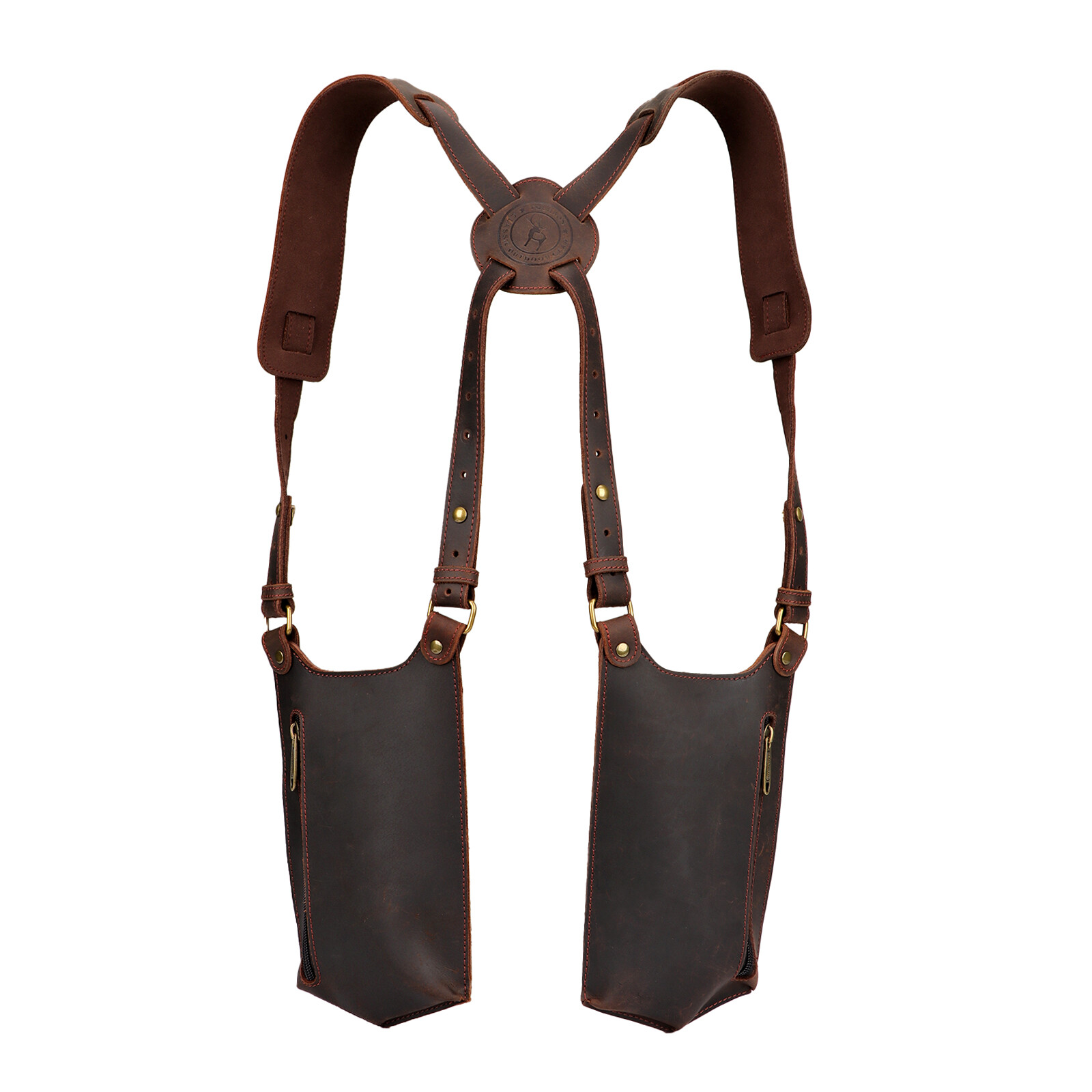 TOURBON Leather Concealed Double Underarm Shoulder Holster Bag Phone Case Wallet