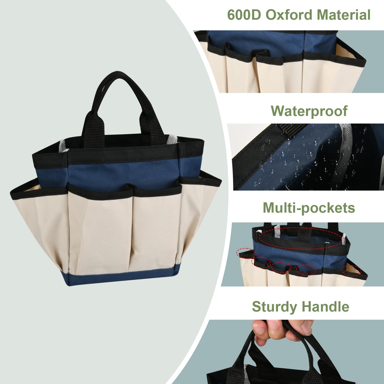 Small Garden Tool Bag Waterproof Gardening Hand Tool Storage Bag Heavy Duty Oxfo