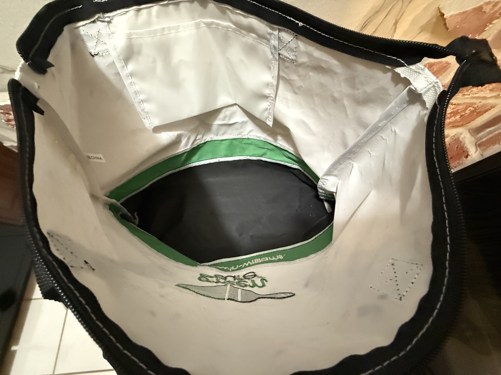 Sherwin Williams Empty White/Green/Black Canvas Tote Bag GREEN SURE Embroidered