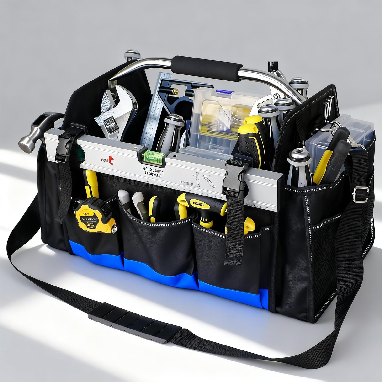 Toocust 18 Inch Open Top Tool Bag Tool Bags For Men 30 Pockets 1680D Waterproof