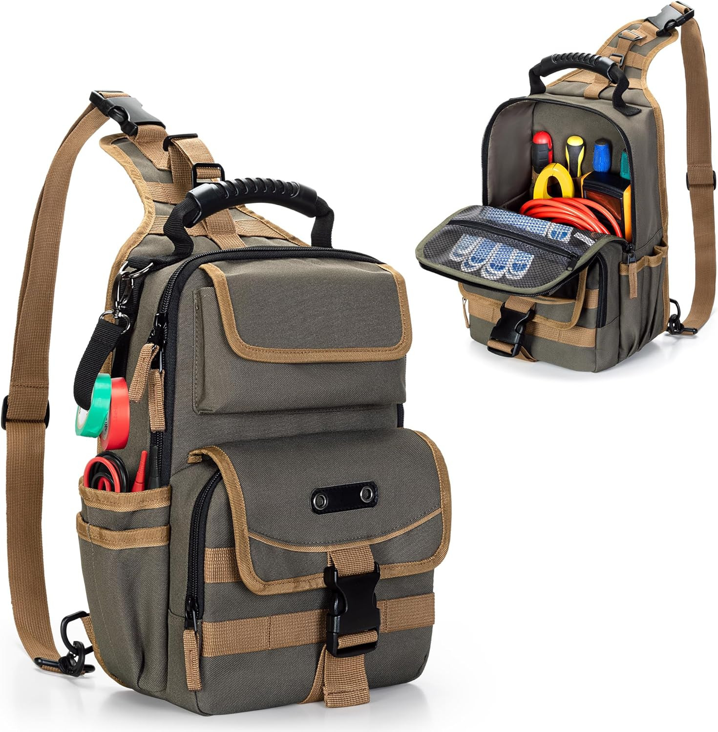 Electrician Tool Pouch Bag, Zippered HVAC Tool Organizer | Heavy-Duty Canvas Fab