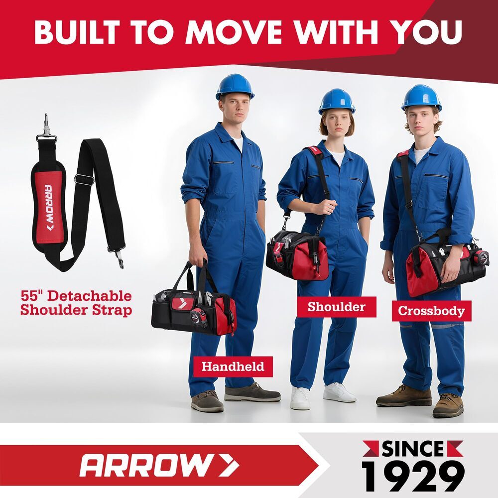 ARROW 16″ Tool Bag Organizer Large Capacity with 13 Pockets for Men Heavy Duty