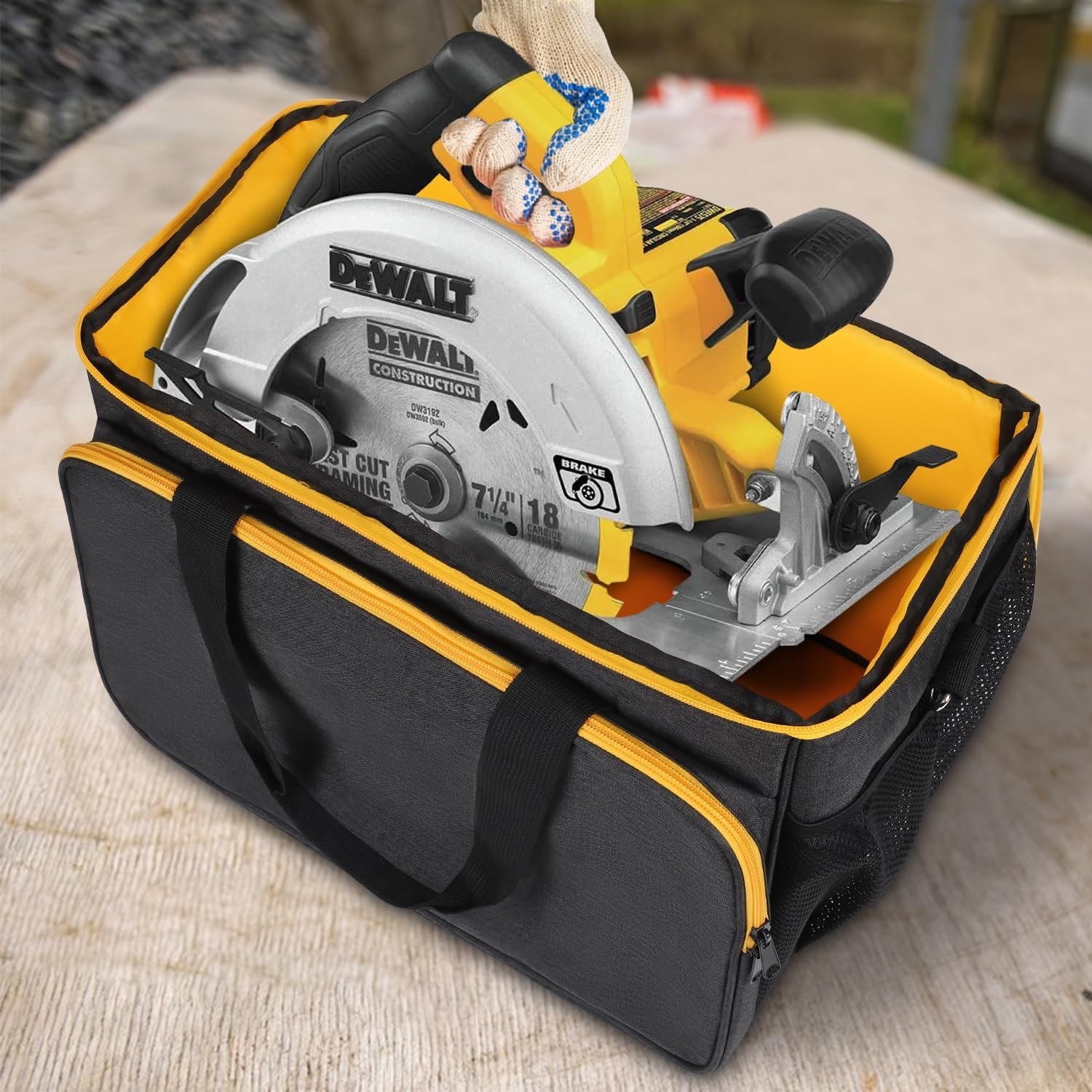 Portable Carry Bag for 20V MAX Circular Saws – Multi-Pocket Tool Case, Black