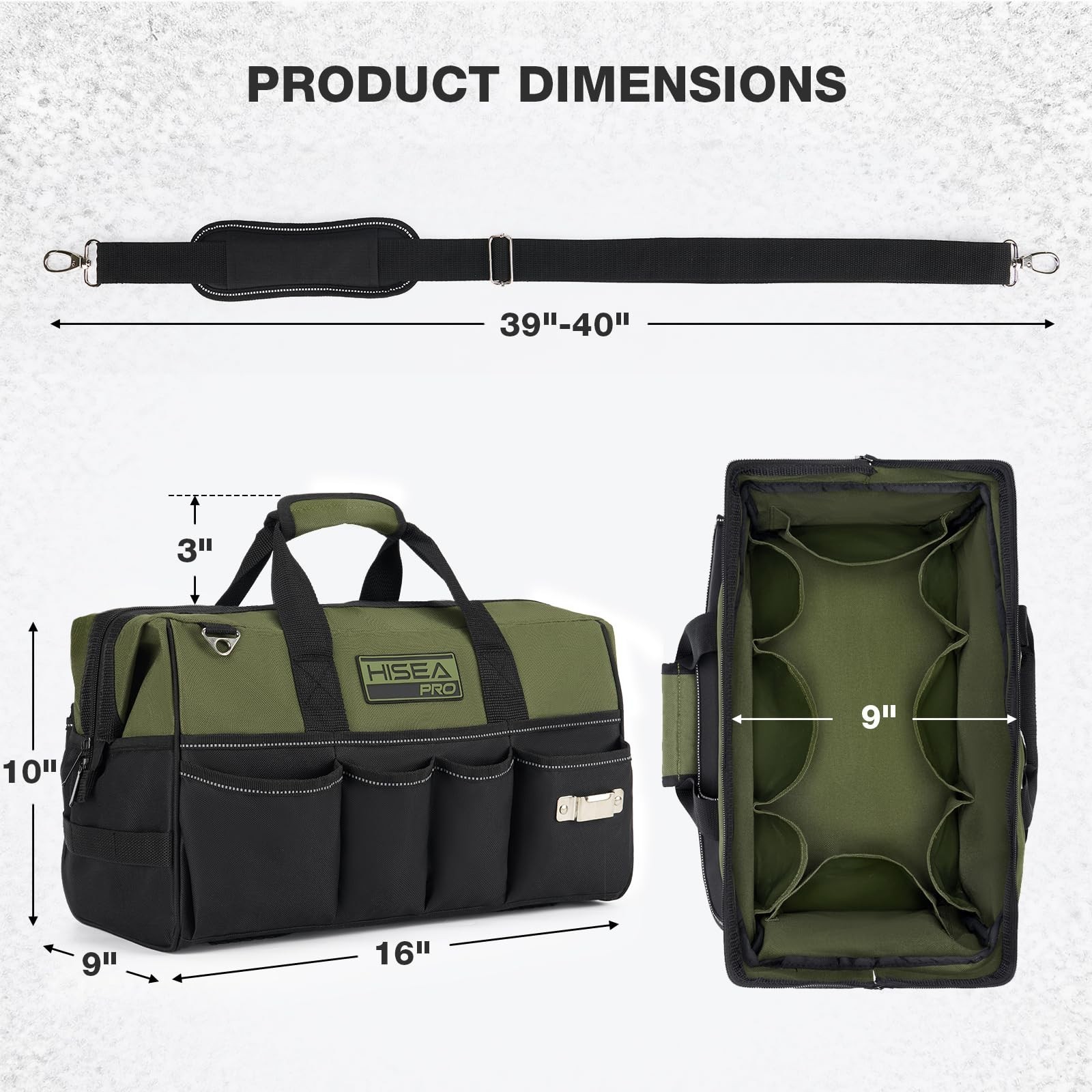 Heavy Duty Tool Bag – 20 Pockets, Waterproof, 16-Inch Organizer, Adjustable Stra