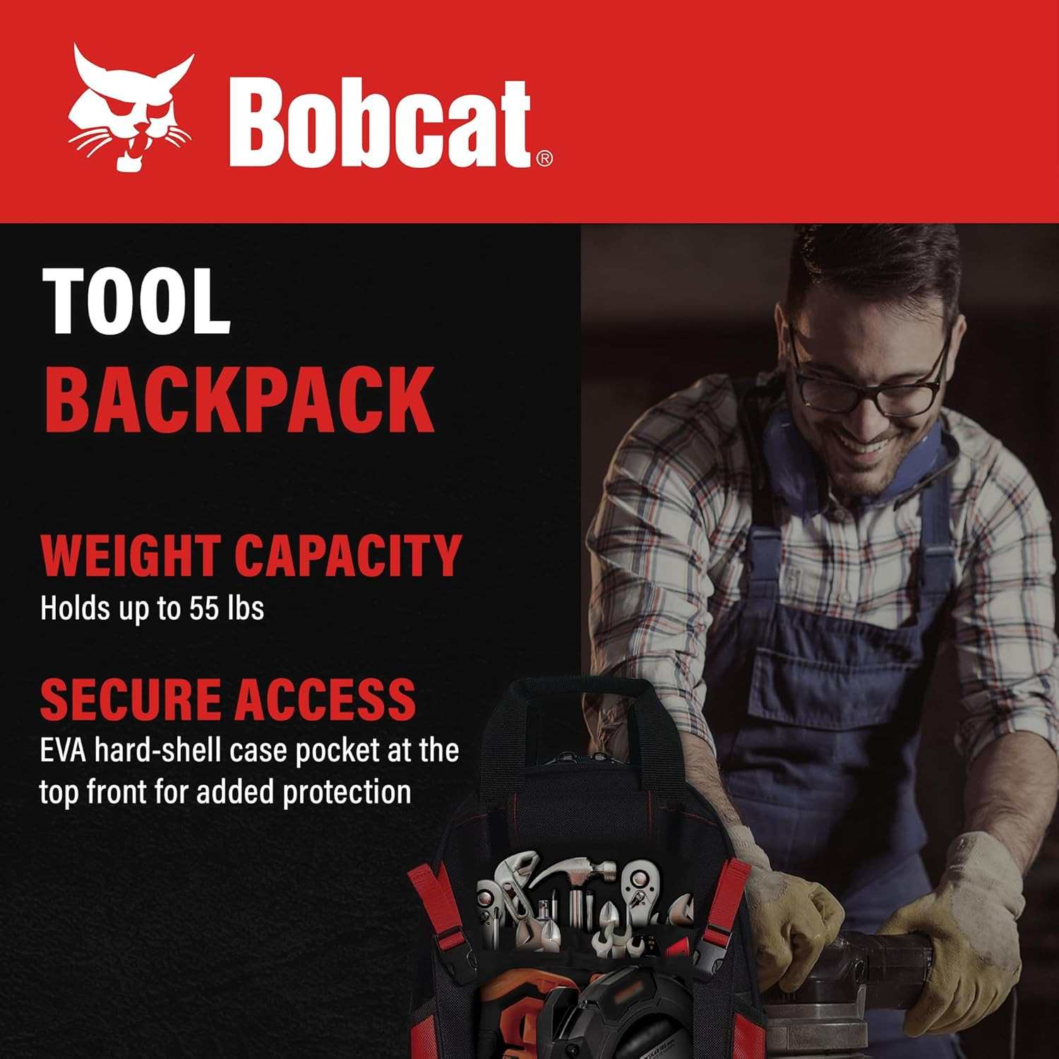 Durable Bobcat Tool Backpack for Electricians, HVAC & Construction Pros