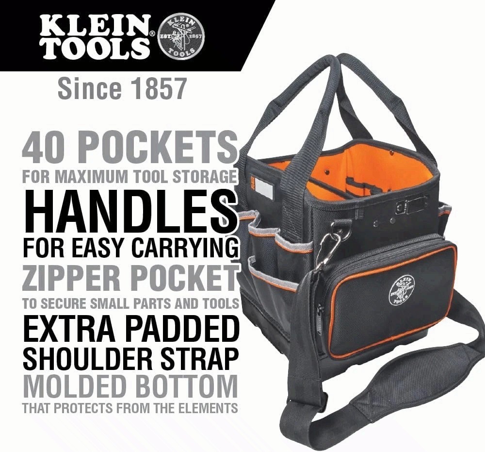 Klein Tools Tradesman Pro Tool Tote 40 Pocket 10 in 5541610-14