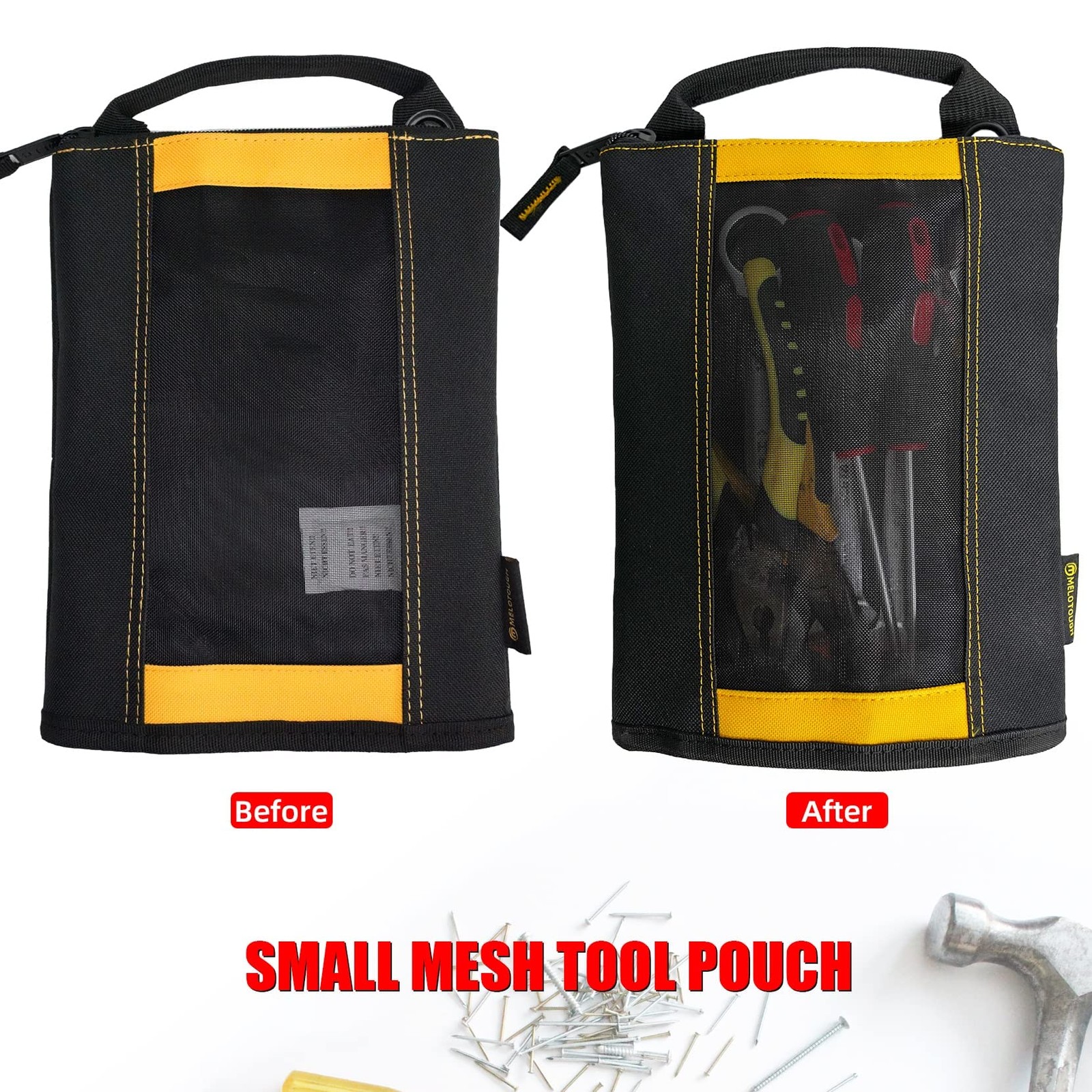 Canvas Zipper Tool Pouch Zipper Bag -Fastener bag with Mesh Window and Hangin…