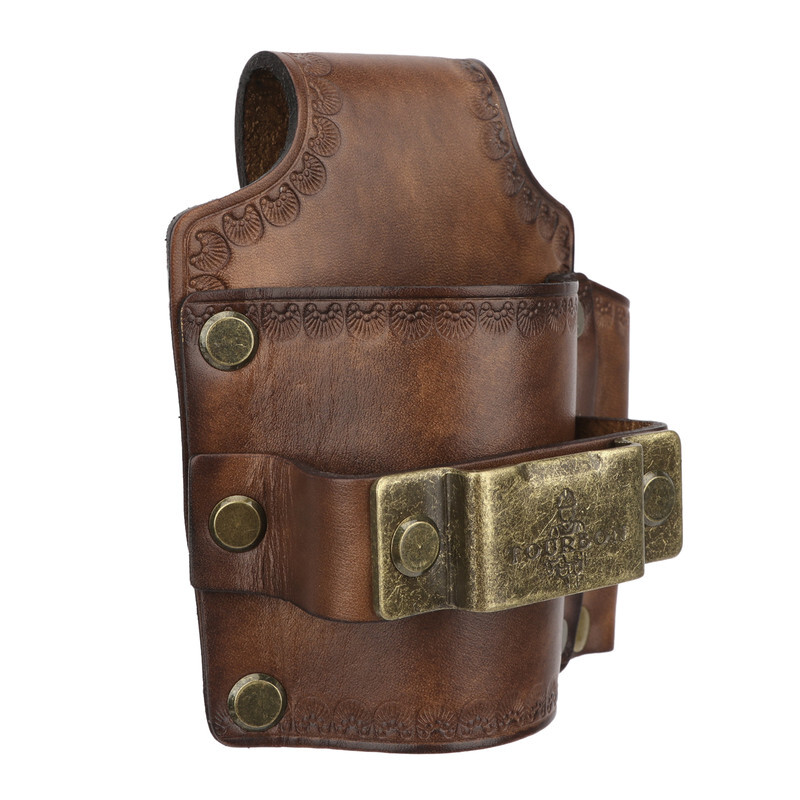 TOURBON Genuine Leather Tools Belt Pouch Hammer Holster Tape Measure EDC Holder