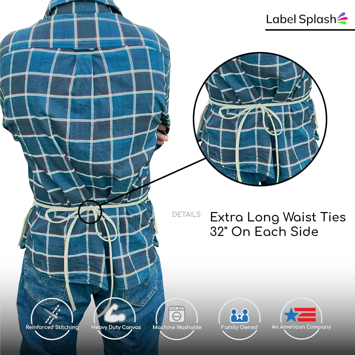 2 Pocket Canvas Work Waist Nail Apron Belt Washable Tool Utility Gardening Woodw