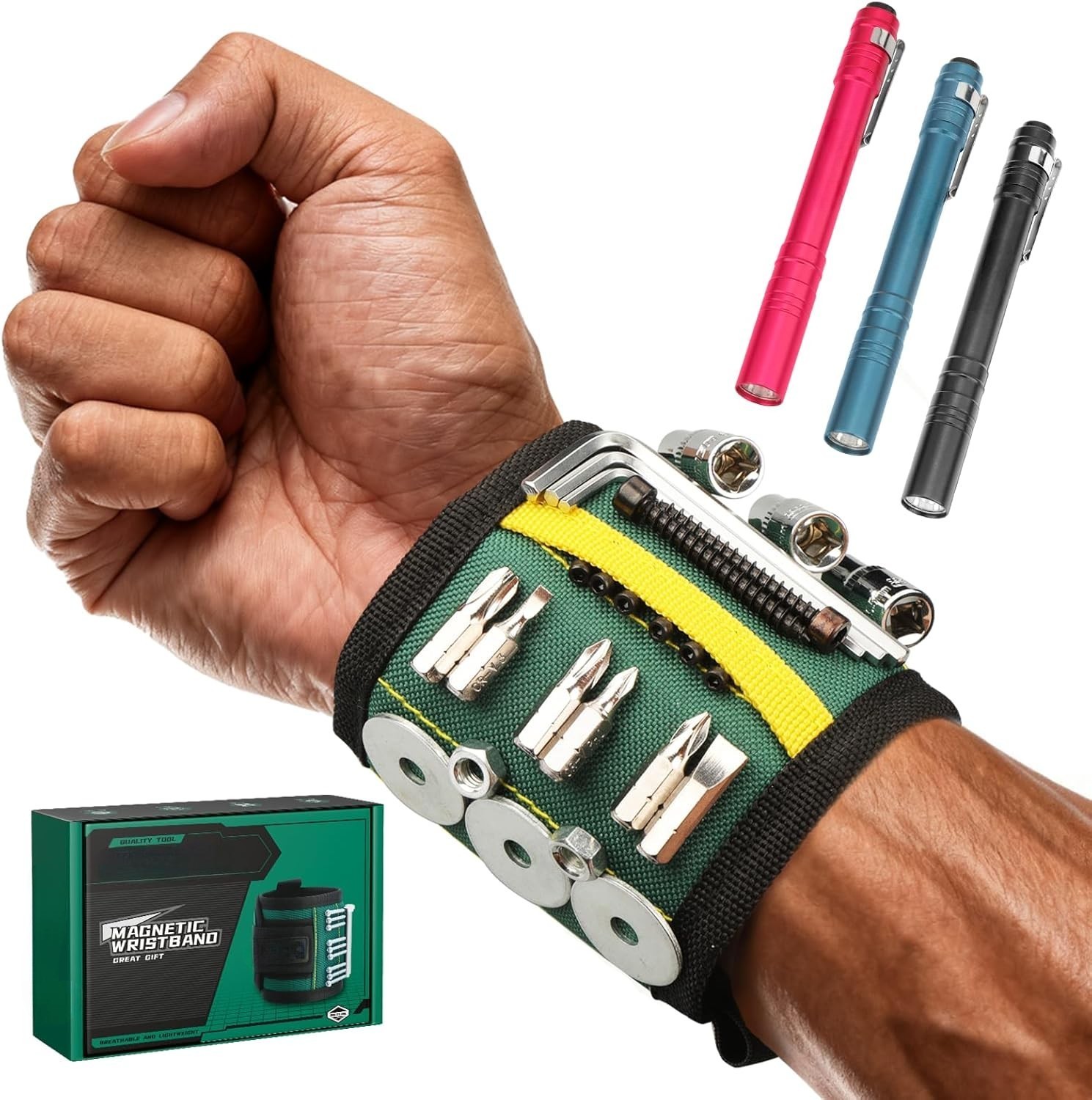 Pulsera Magnética con 3 LED para Tornillos, Clavos y Brocas Oxford
