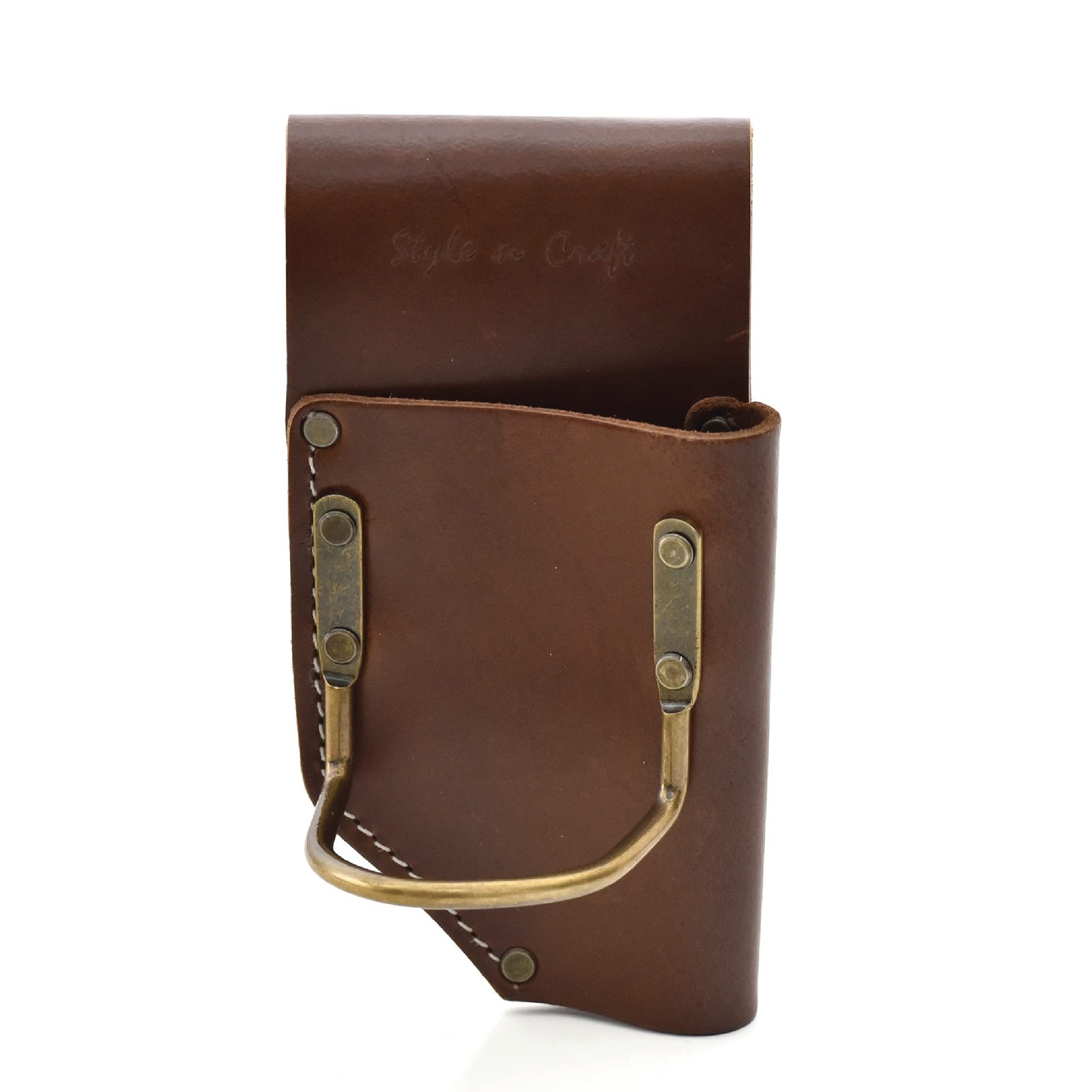 Pliers and Hammer Holder, Full-Grain Leather Tool Pouch, Dark Tan (98450)