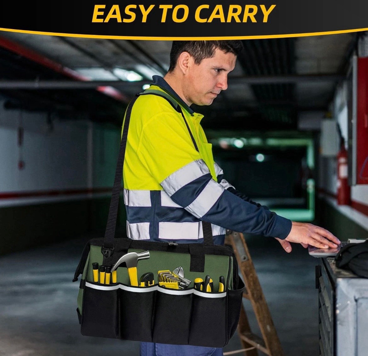 Tool Bag Portable Tool Box Organizer Adjustable Shoulder Strap NEW