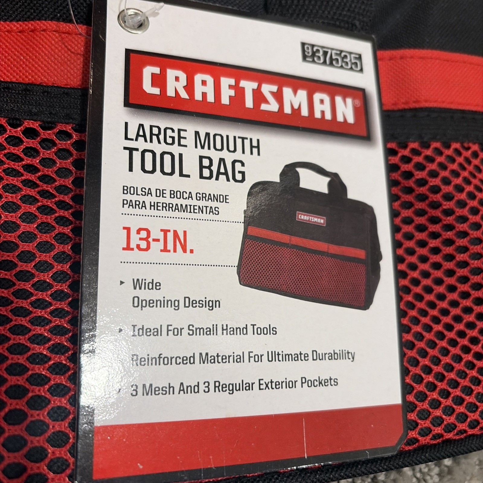 Craftsman 13″ Large Mouth Pockets Durable Tool Bag New W Tags # 37535