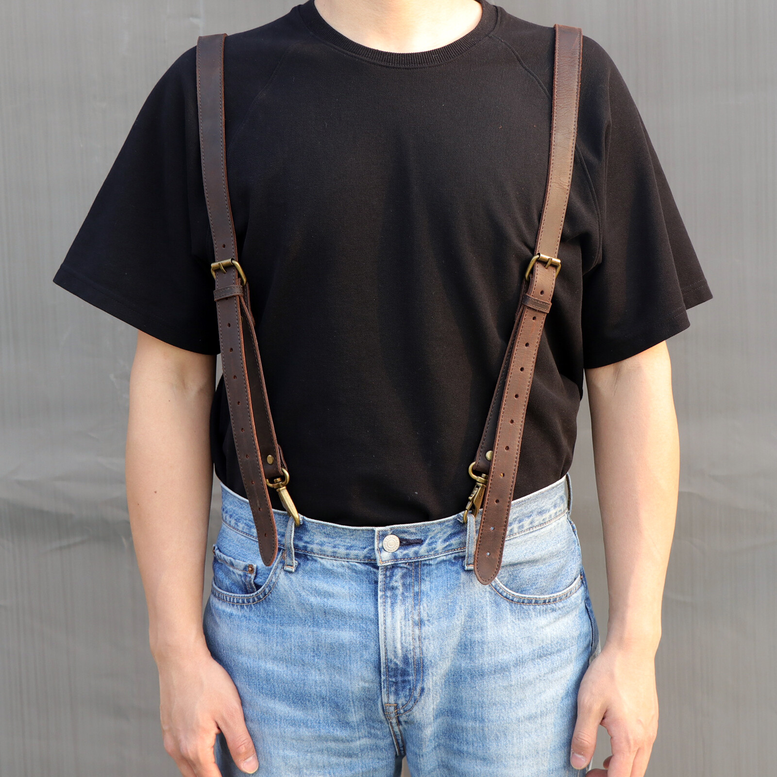 TOURBON Leather Workshop Tools Belt Suspenders Carpenter Chest Strap Padded US