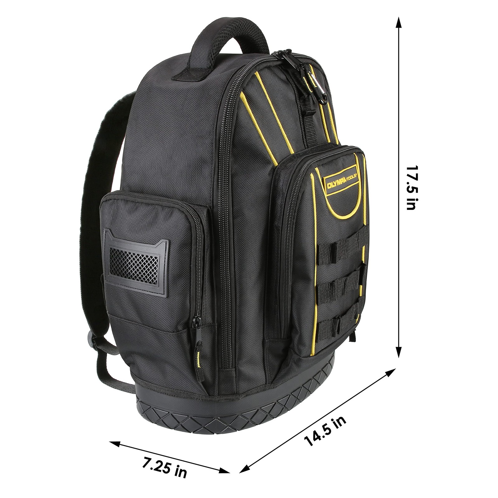 Olympia Tools Tool Backpack, Moulded 14.5″ W x 7.25″ D x 17.5″ H, Black