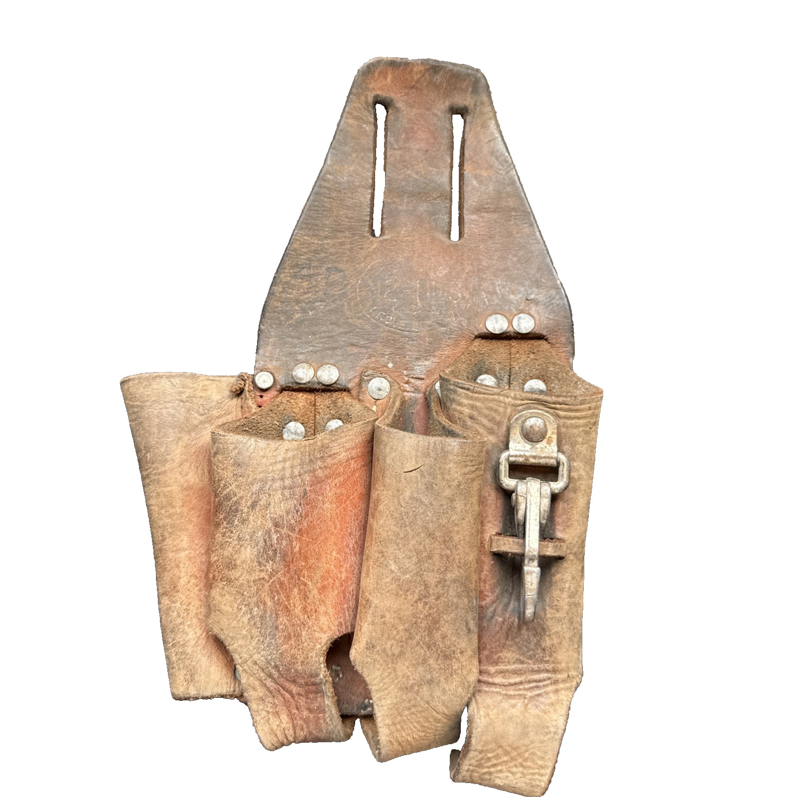 Vintage Channel Lock Lineman’s Leather Belt Tool Pouch 4 Pocket & Hook