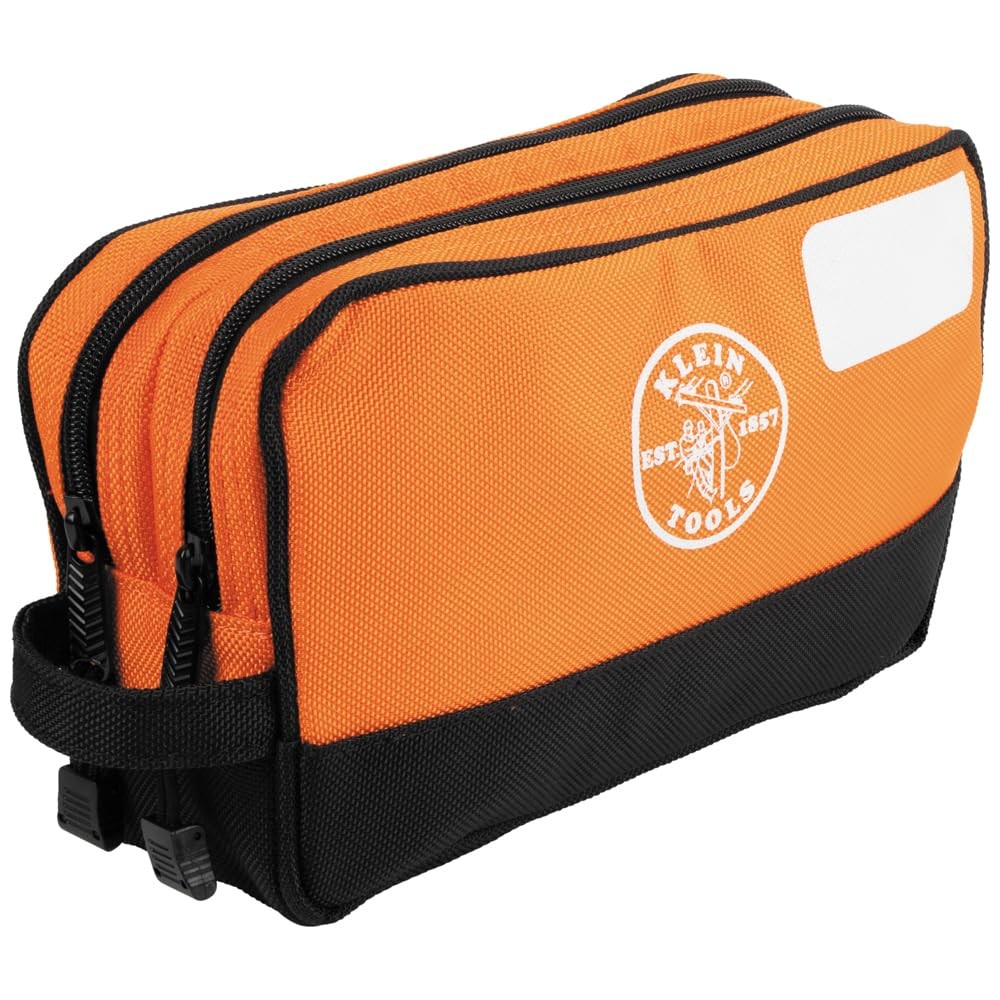 KLEIN TOOLS Tool Pouch, Dual Compartments, 10″ x 6″ | 1-Pack, Orange