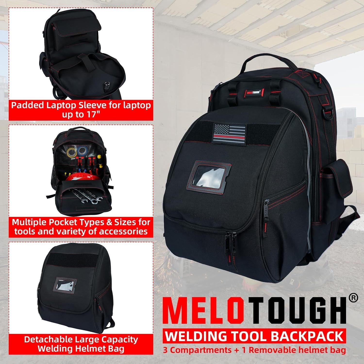 Durable Welding Tool Backpack – Military Grade with Padded Laptop Compartment