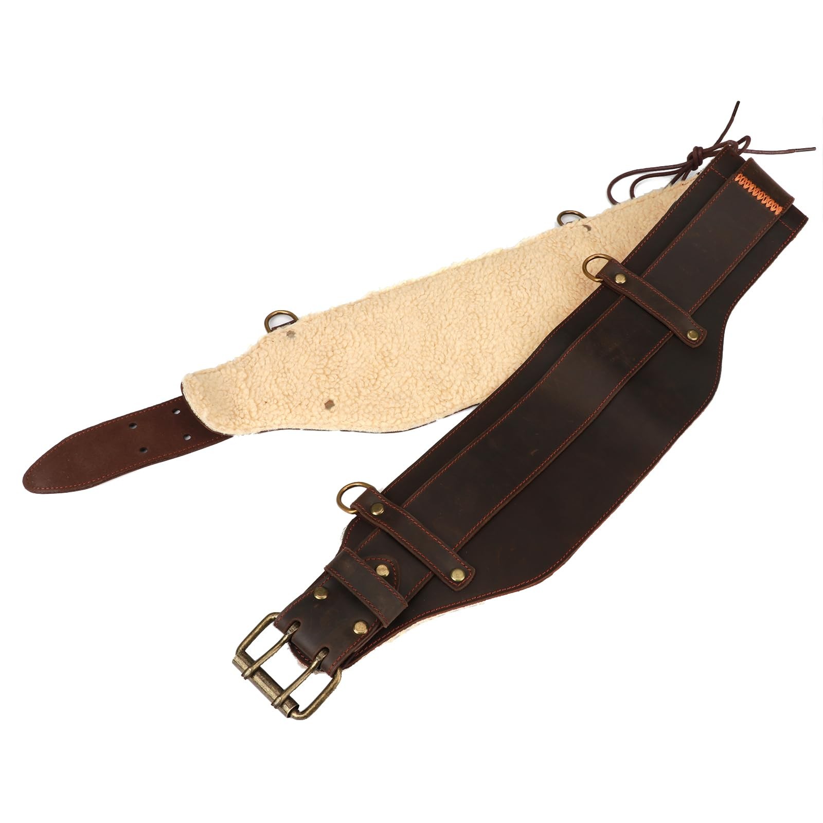 Leather Tool Belt with Suspenders, Padded Electrician Carpenter Work Belt