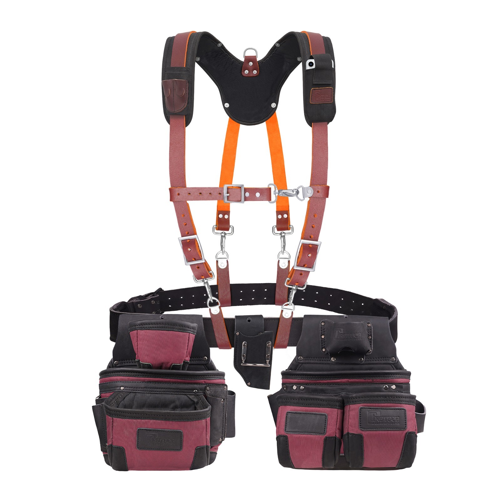 TRUTUCH Nylon and Leather Tool Belt with Leather Work Suspender | Construction
