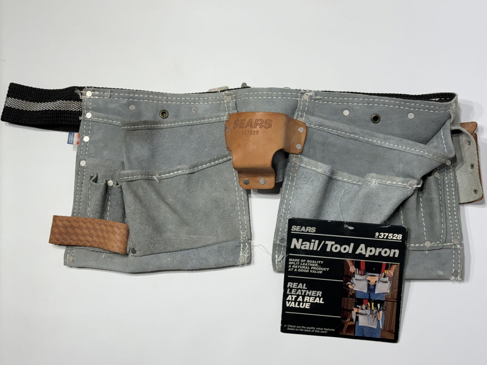 NWT Vintage Sears Nail Tool Apron Utility Belt Leather Made in Mexico #937528