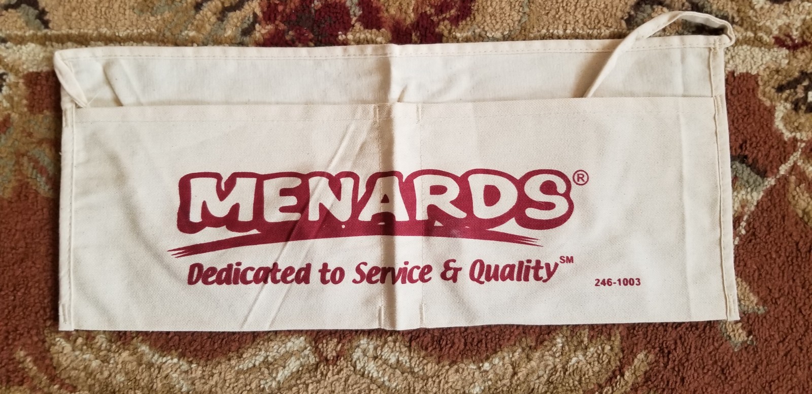 Menards Cotton Nail Apron 2012 Tan w/Red Lettering Construction Home Projects