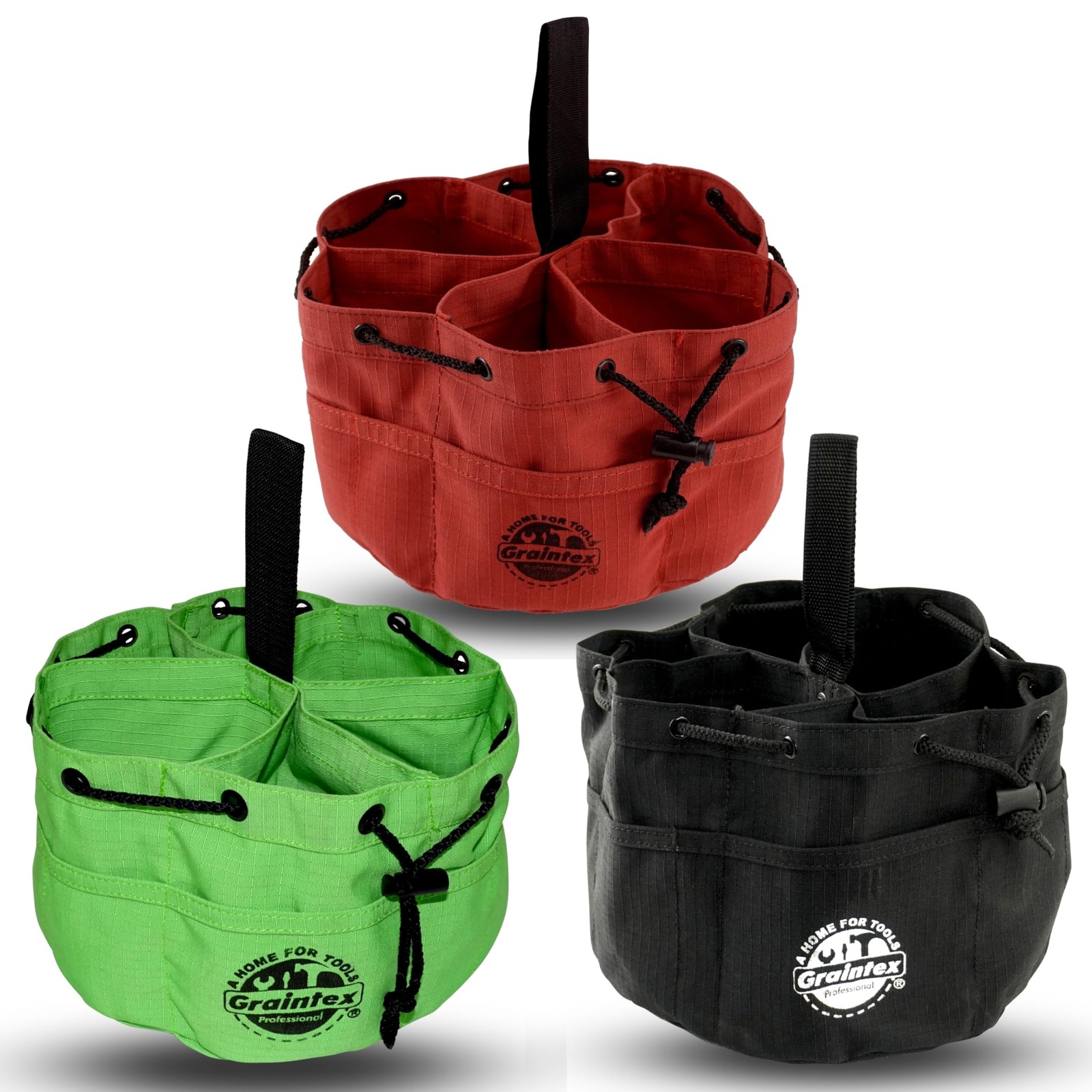 18 Pocket Grab Bags Set of 3 Pcs Rip-Stop Canvas, Drawstring Closure, Small P…