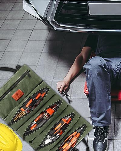 Multipurpose Roll Up Tool Bag Wrench Pouch Tool Carrier Tote with Zipper