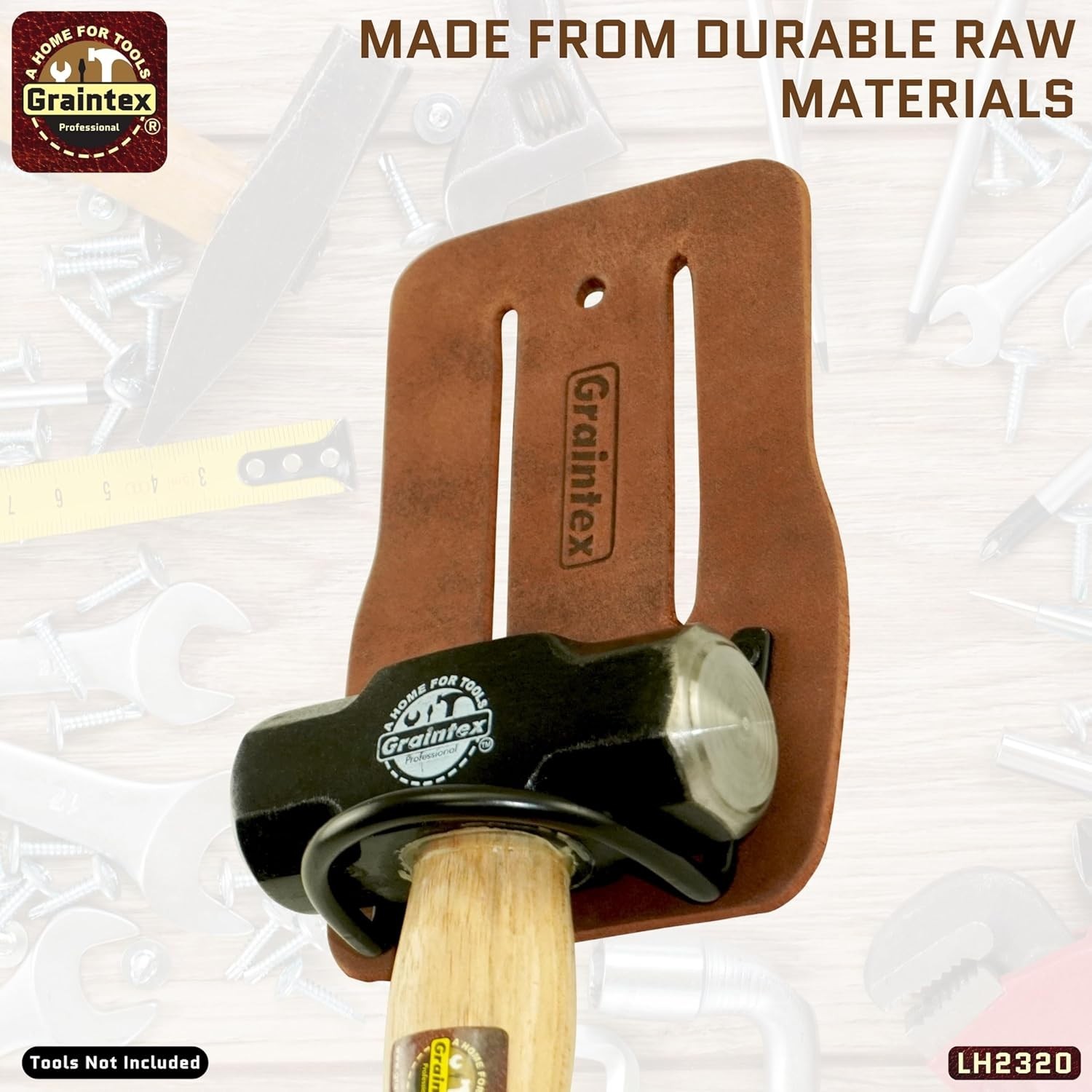 Graintex LH2320 Leather Hammer Holder Tan Fits up to 3in Belt Tool Loop