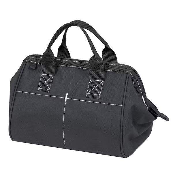 12-Inch Black Tool Storage Bag With Zipper – Double Wall Construction -9″x12″x7″