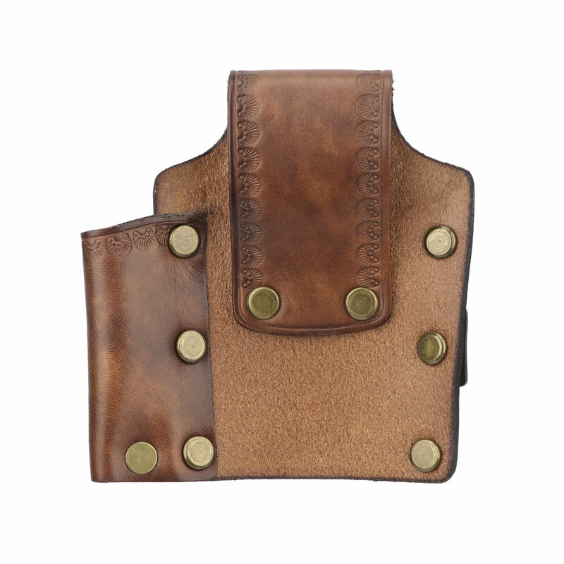 TOURBON Genuine Leather Tools Belt Pouch Hammer Holster Tape Measure EDC Holder