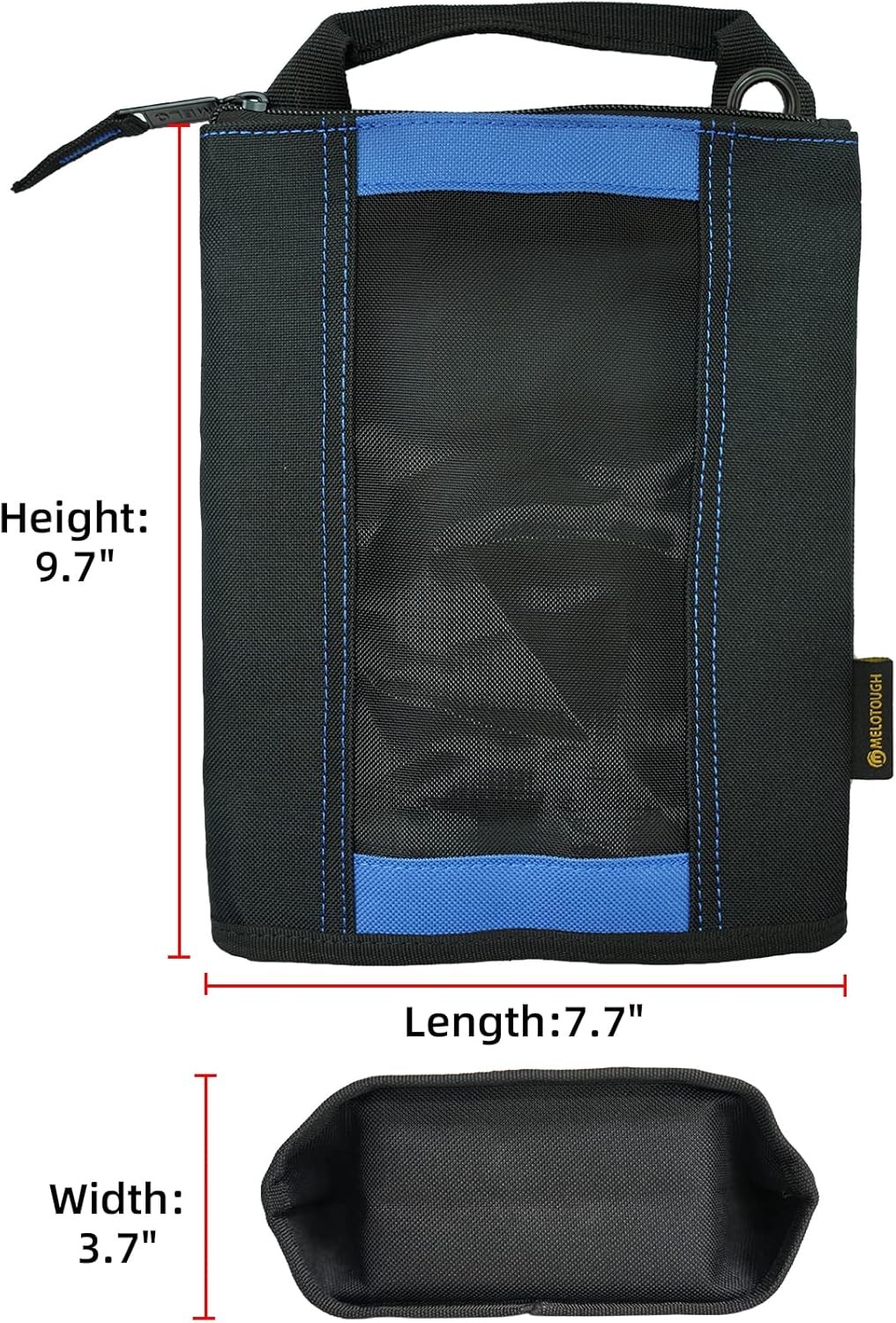 Canvas Zipper Tool Pouch Small Mesh Bag with Hanging Grommets 3 Colors