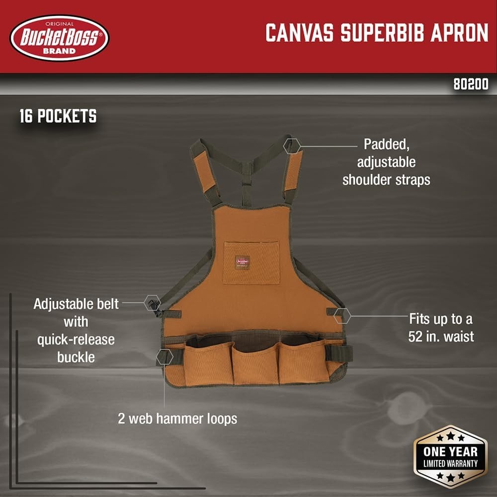 mens Tool,adjustable,work Tool Bag, Brown, 16 pockets