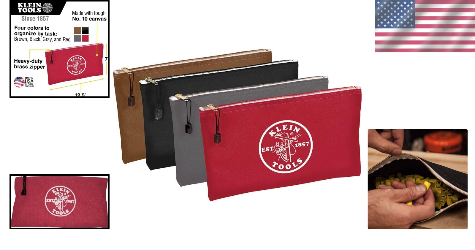 Klein Tools 5141 Canvas Zipper Tool Bag Set – Durable 4-Pack Storage Solution
