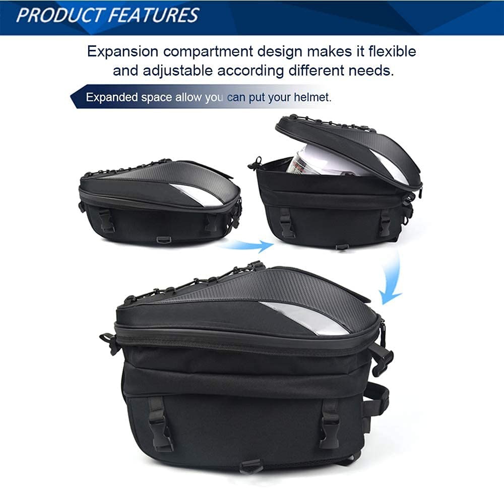 Motorcycle Seat/ Tail Bag-Dual Use Backpack Waterproof Motorbike Helmet Storage