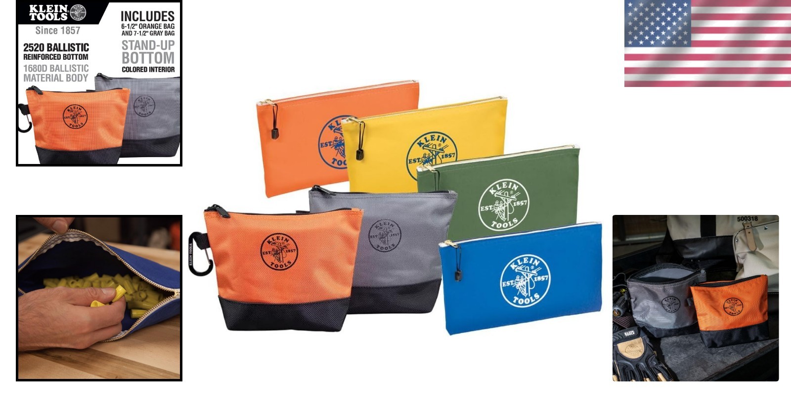 Durable 6-Piece Tool Storage Kit – Stand-Up and Canvas Pouches, Assorted Colors