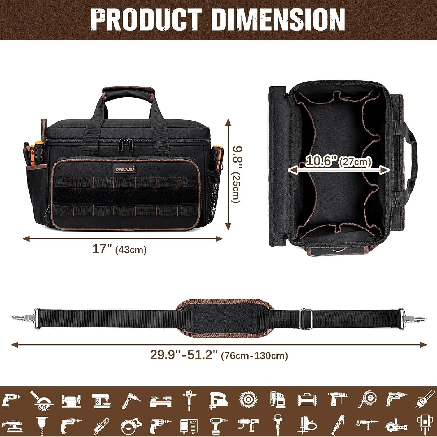 17 Inch Heavy Duty Tool Bags for Men Women, 20 Pockets Portable Tool Bag with…