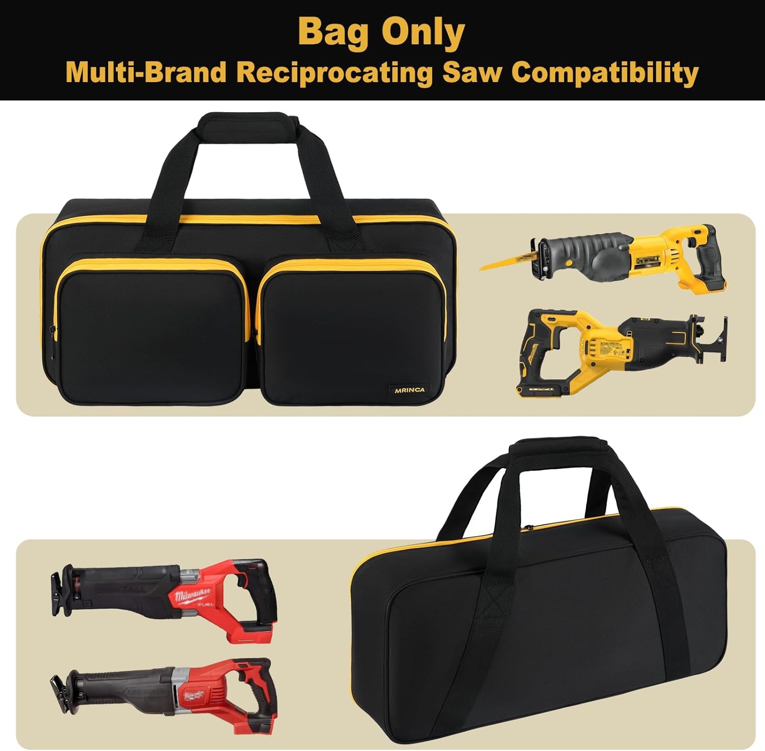 Reciprocating Saw Storage Case 18.7 in Tool Bag Blade Battery Charger Pockets