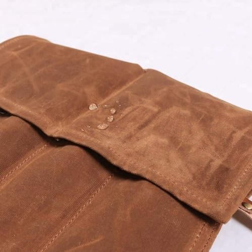 Waxed Canvas Tool Roll Pouch Organizer 4 Pockets Khaki for Wrenches Chisels