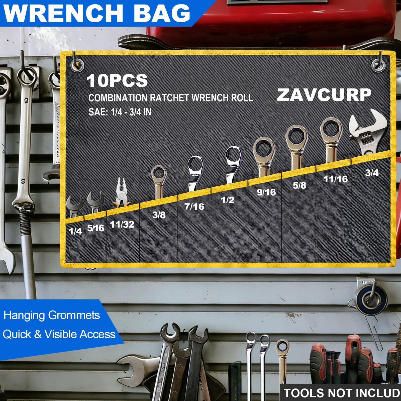 2PCS Wrench Roll Organizer 22 Pockets Heavy-Duty Oxford